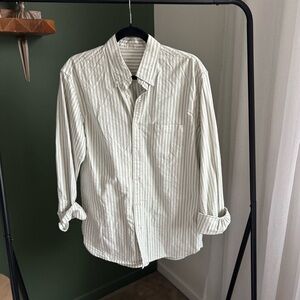 John Galt Brandy Striped White and Sage Green Shirt